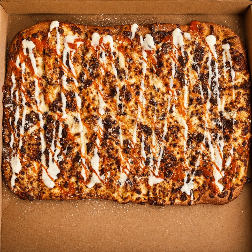Buffalo Chicken Cheesesteak Pie (Square).