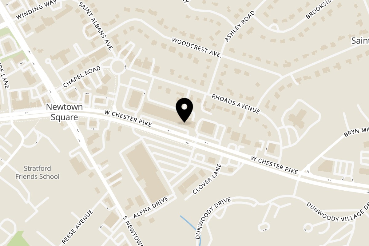 Map showing the location of Malatesta's on 3525 West Chester Pike in Newtown Square